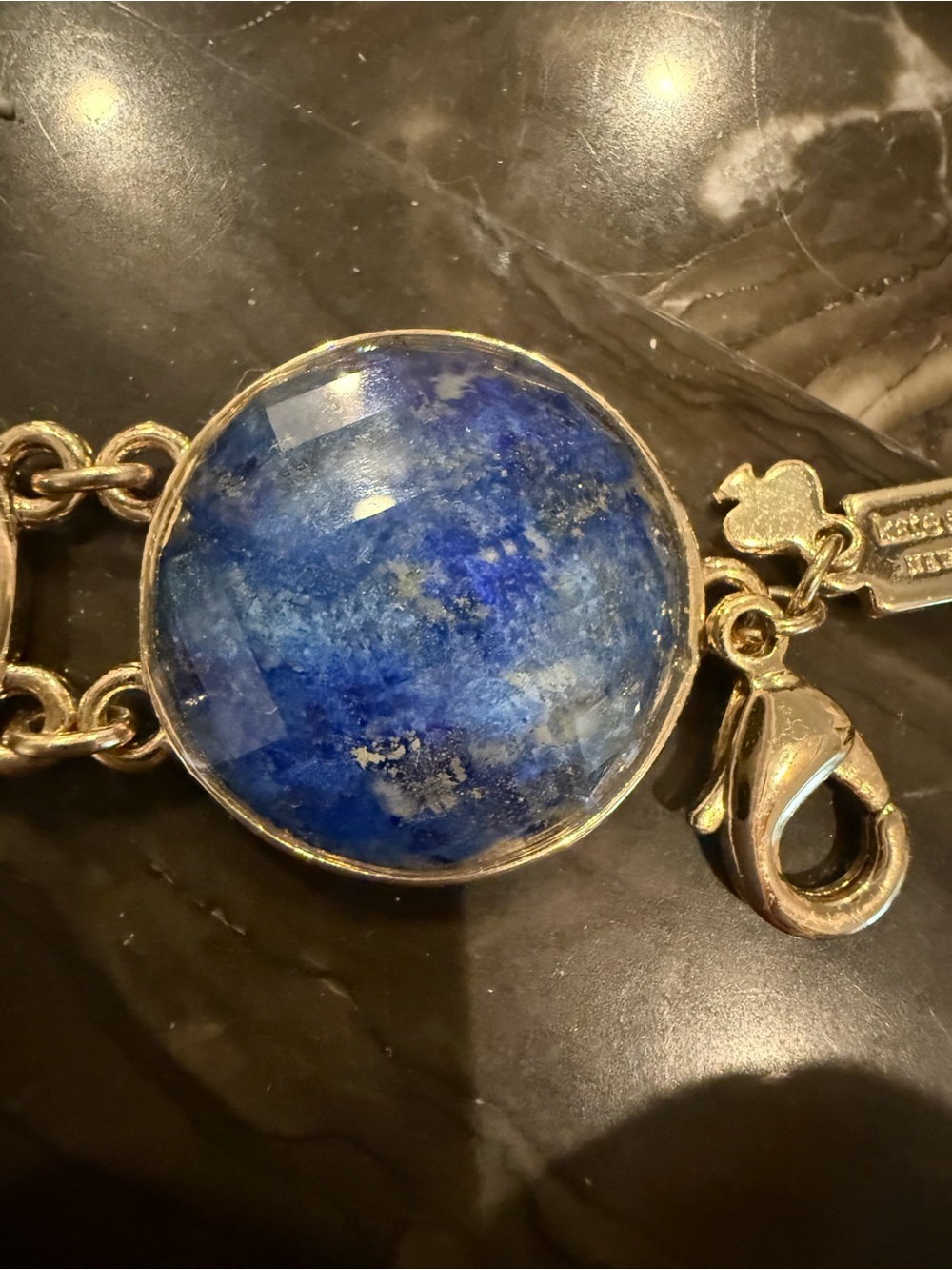New kate spade Gold-Tone Bracelet with Blue and Aqua Round Stones. - Picture 2 of 9